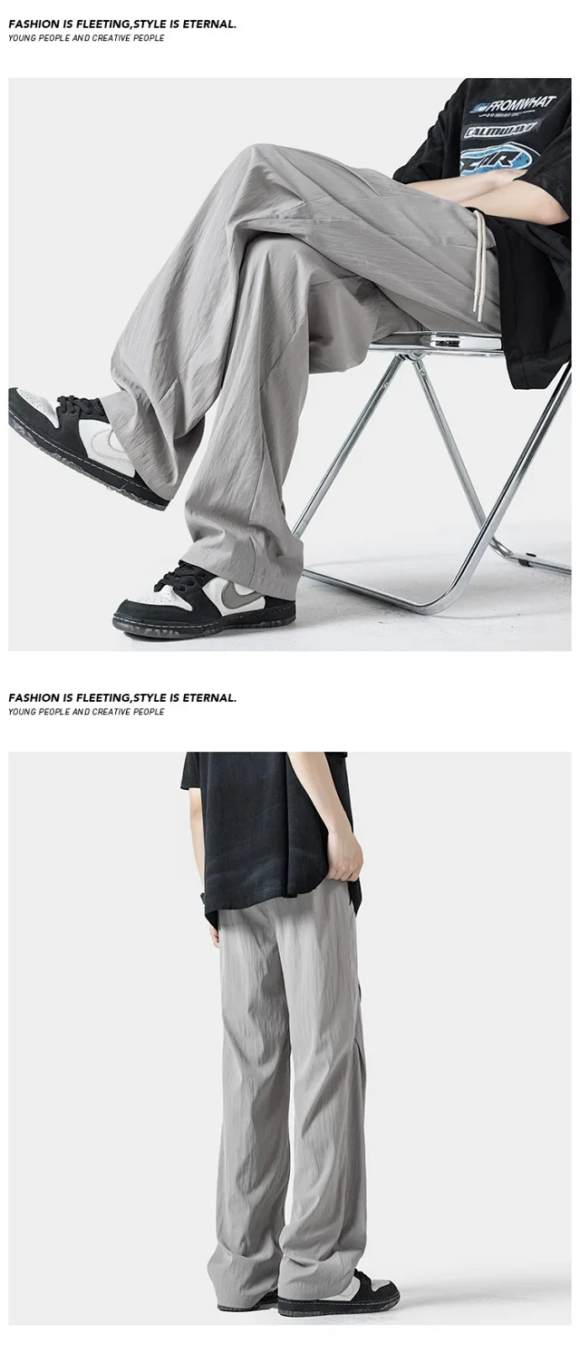 Men's Summer Plain Elastic Ice Silk Pants Detail