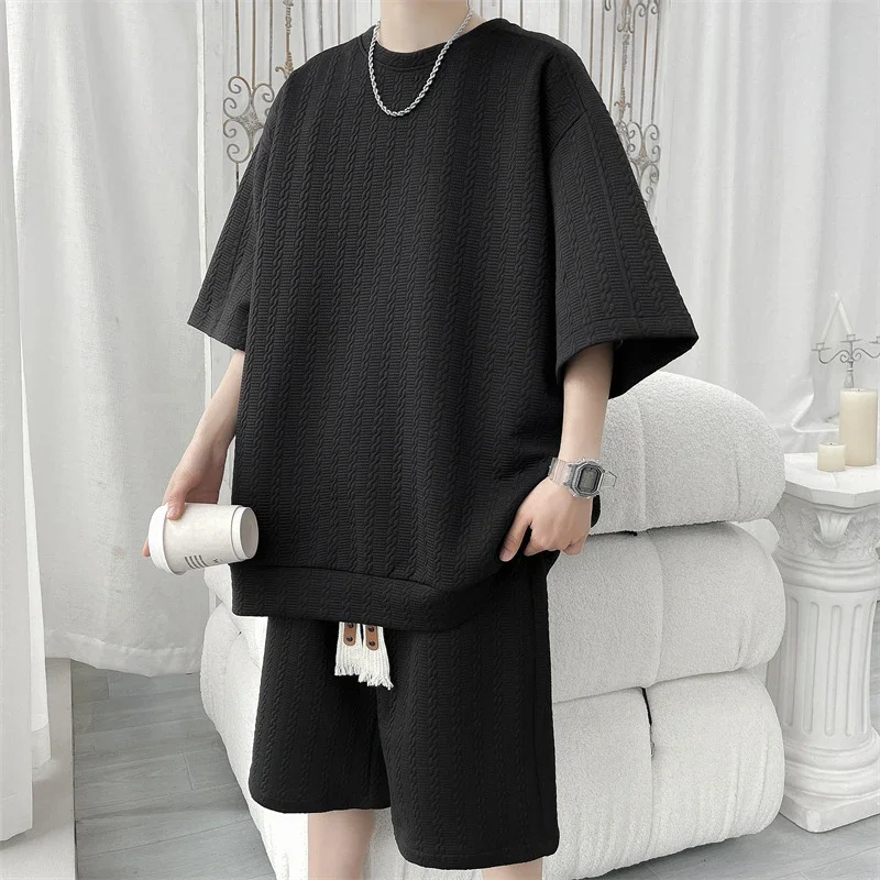 Men's Summer Loose Jacquard T-shirt & Shorts Set