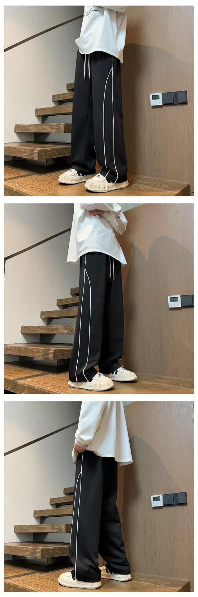 Men's Vintage Striped Joggers Detail