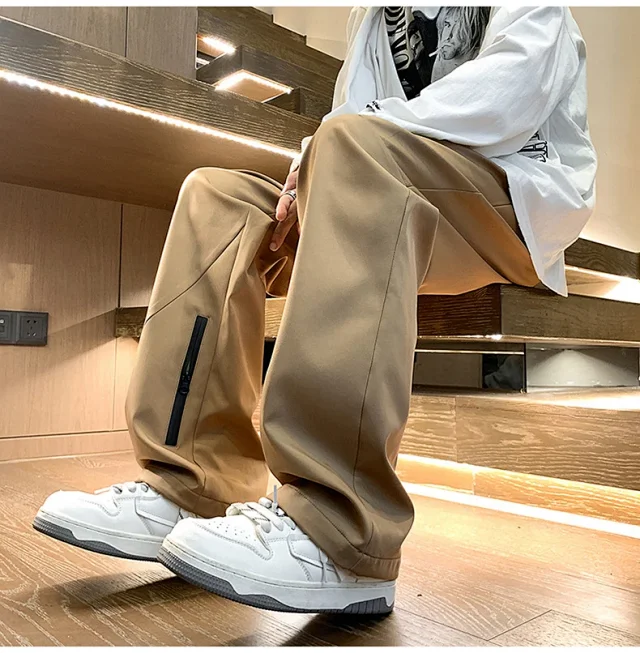Men's Spring Hiphop Straight Cargo Pants Detail