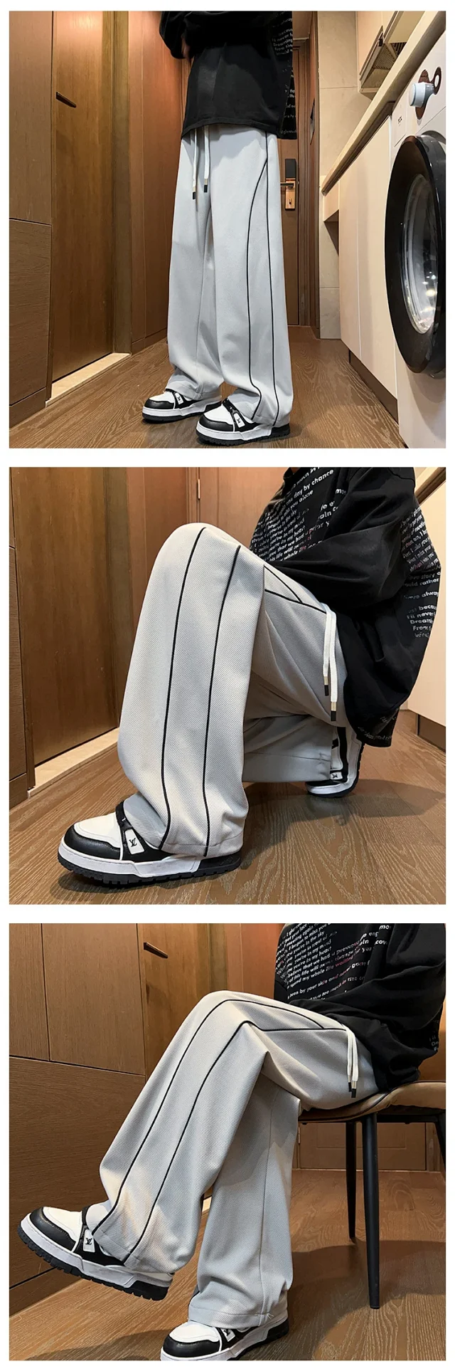 Men's Vintage Striped Joggers Detail