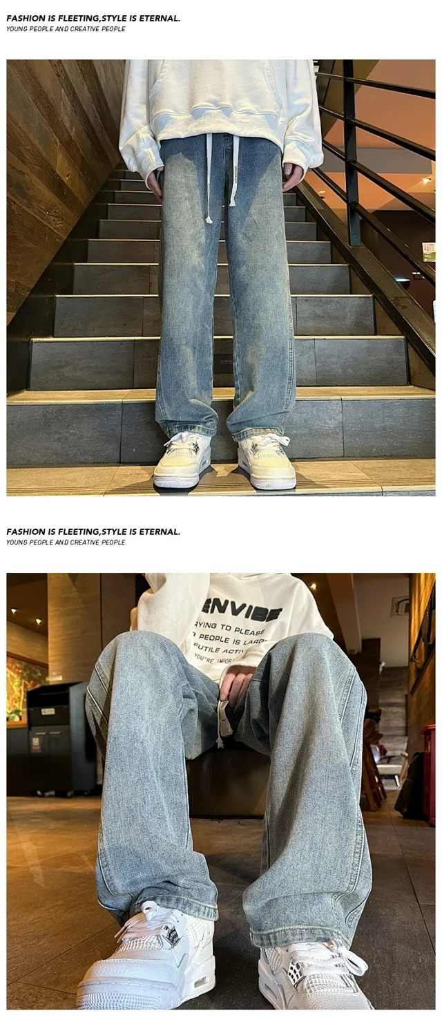 Men's Retro Wide - leg Cargo Jeans Detail
