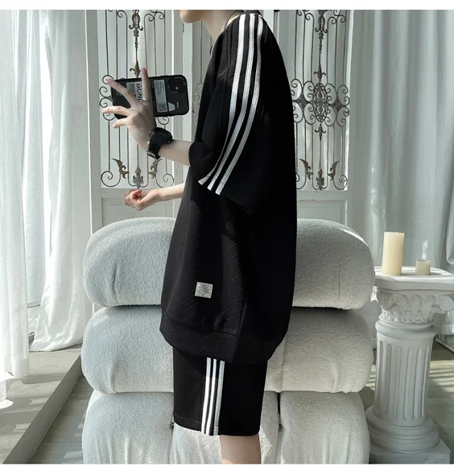 Men's Summer Loose Jacquard Tracksuit Detail