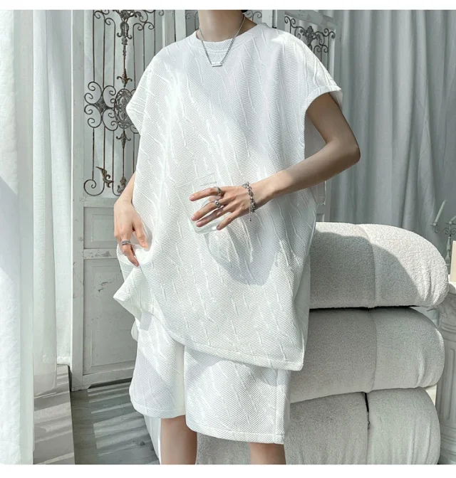 Men's Summer Loose Jacquard Sleeveless Set Detail