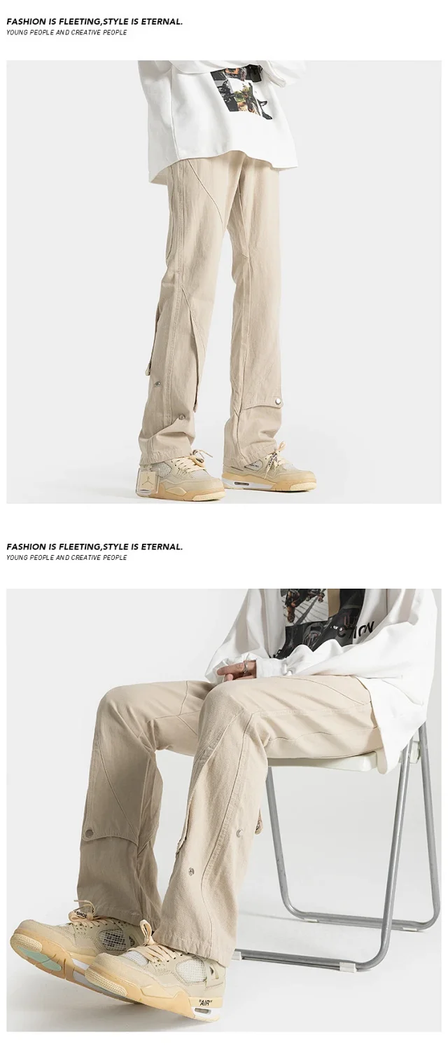Cleanfit Men's Spring Euro - American Vibe Straight Cargo Pants Detail