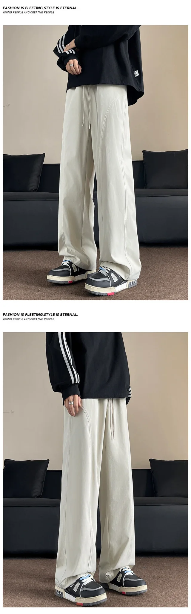 Men's Winter Fleece Oversize Wide-leg Pants Detail