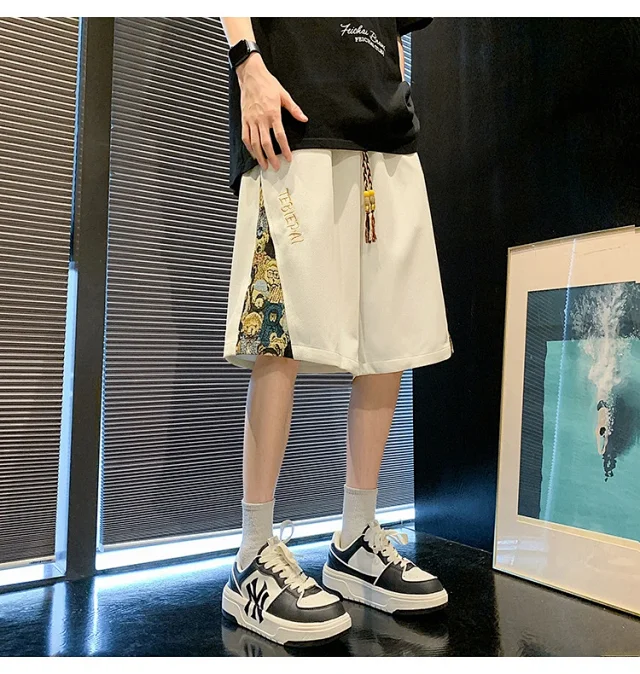 Men's 2025 Summer Embroidered Shorts with Cartoon Bear Detail