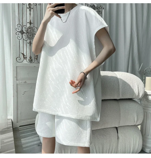 Men's Summer Loose Jacquard Sleeveless Set Detail