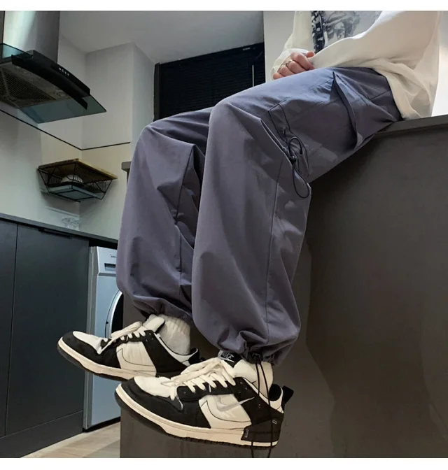 Men's Spring Retro Hiphop Cargo Pants Detail