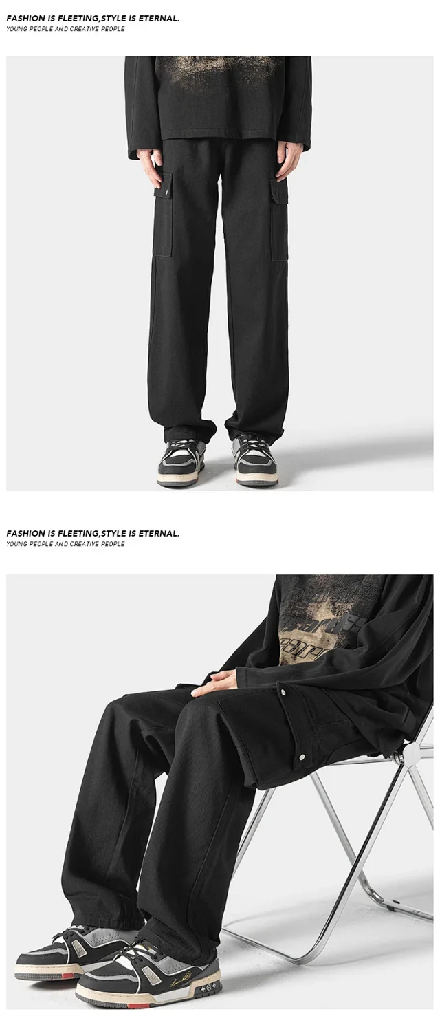 Men's Cream Straight Cargo Hiking Pants Detail