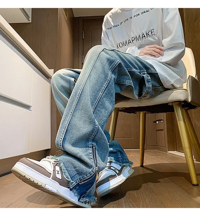 Men's Spring Hip Hop Straight Work Pants Detail