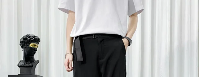 Men's Plus-Size Belted Summer Ice Silk Pants Detail