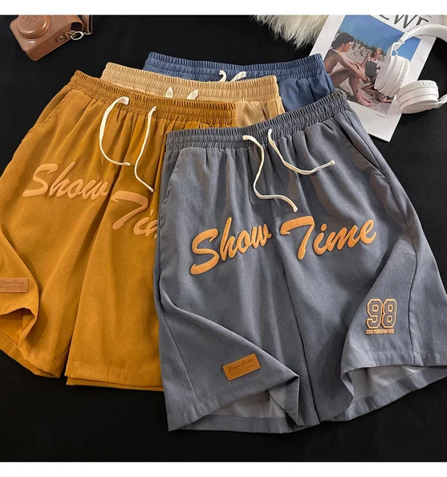 Men's Summer Foam-Printed Leather Tag Shorts Detail