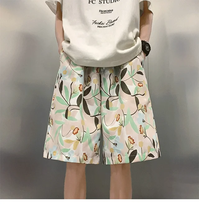 Men's Summer Thin Quick-dry Trendy Floral Beach Shorts Detail