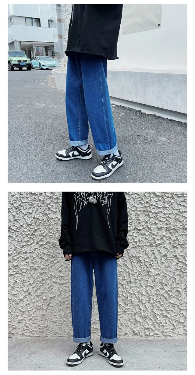 Men's Loose Straight Fleece Jeans Detail