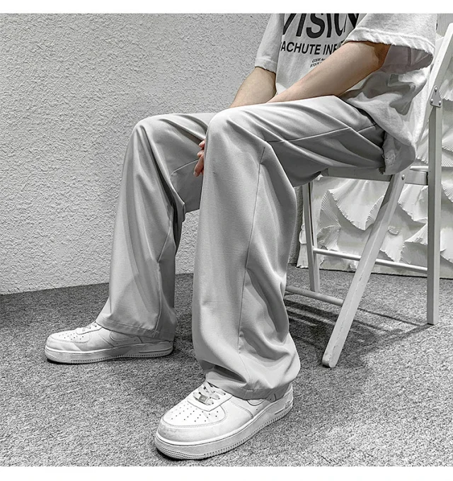 Men's Summer Ice Silk Casual Pants (Plus Size, Drawstring, Loose, High Street Style) Detail