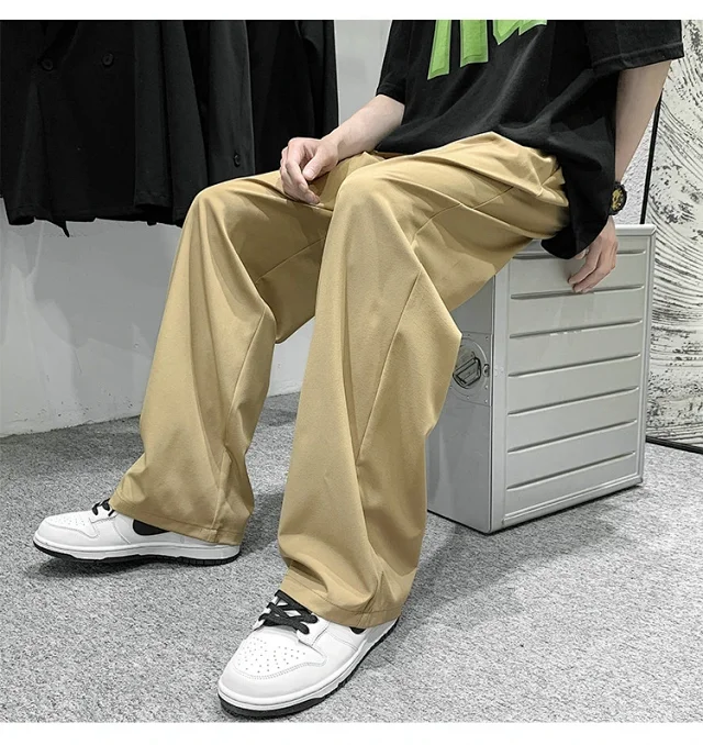 Men's Summer Ice Silk Casual Pants (Plus Size, Drawstring, Loose, High Street Style) Detail