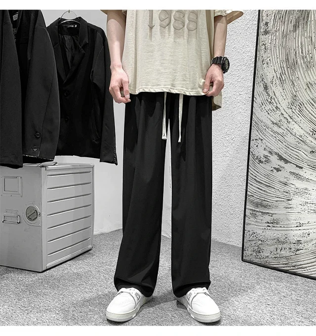 Men's Summer Ice Silk Casual Pants (Plus Size, Drawstring, Loose, High Street Style) Detail