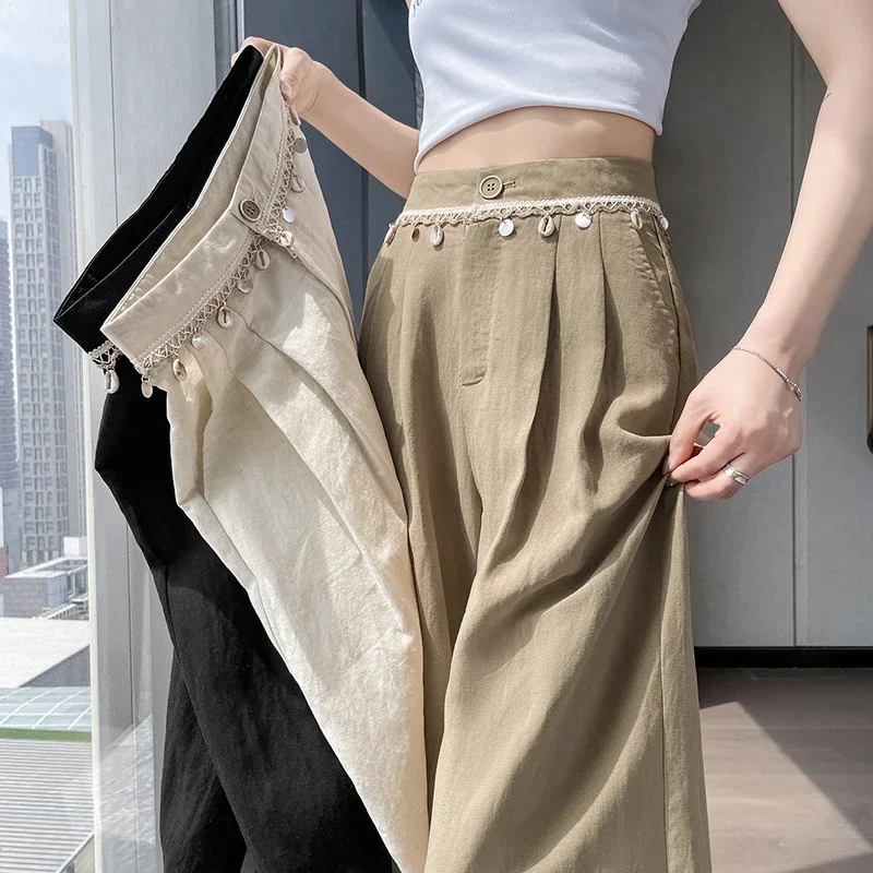 Summer Women's Tencel Linen Wide-Leg Pants