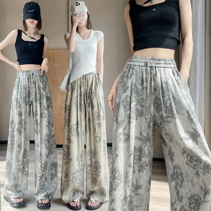 French Retro Linen Wide-leg Pants