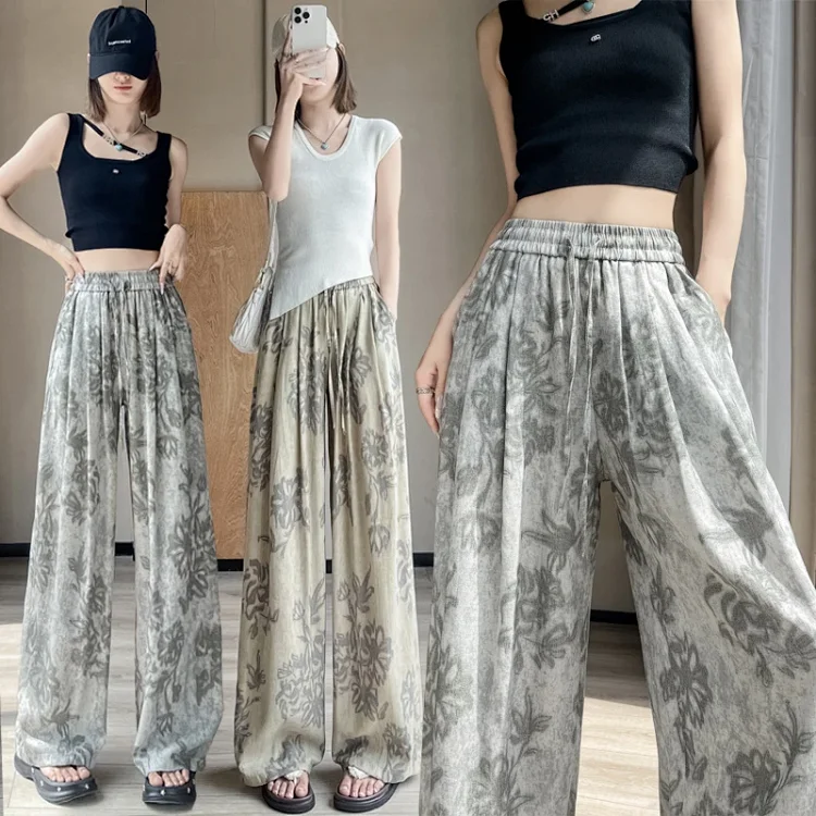 French Retro Linen Wide-leg Pants