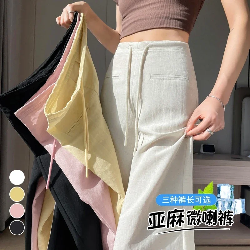 Lyocell Linen Straight Leg Pants for Women 2025 Summer
