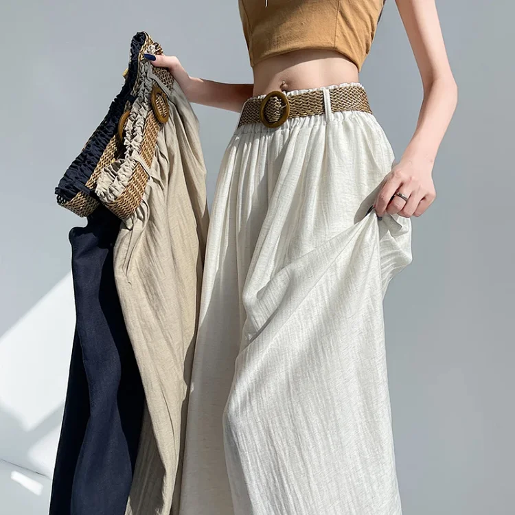 Ice Silk Linen Wide-Leg Pants
