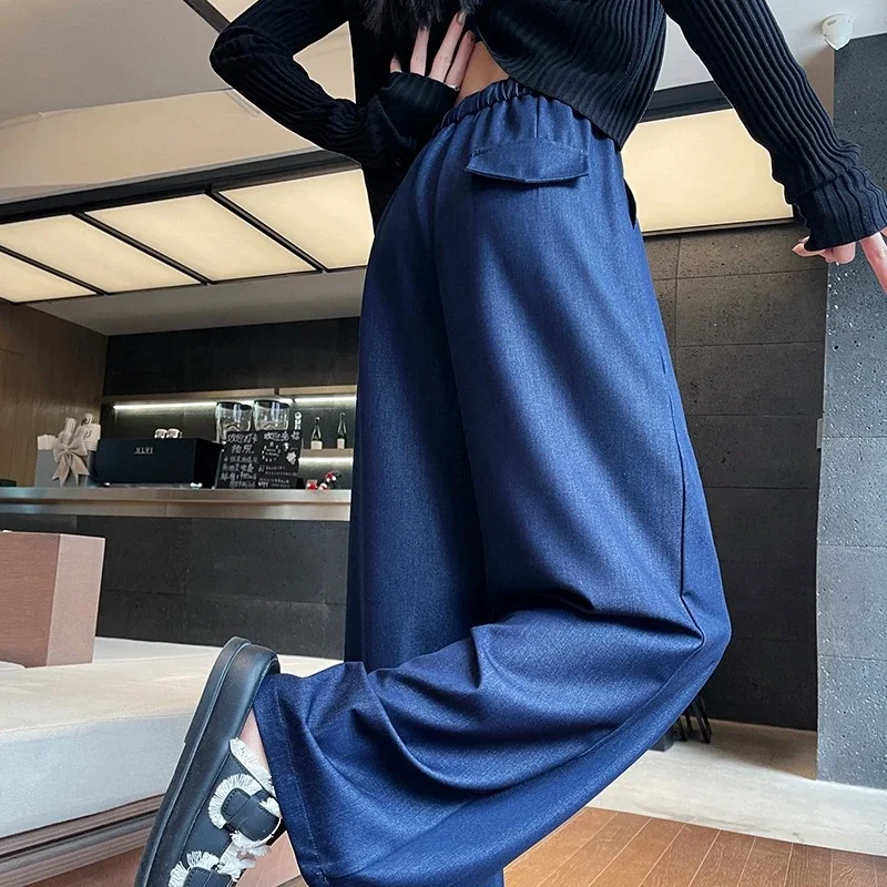 Navy Tencel Jeans - Women's Summer Wide - Leg Pants