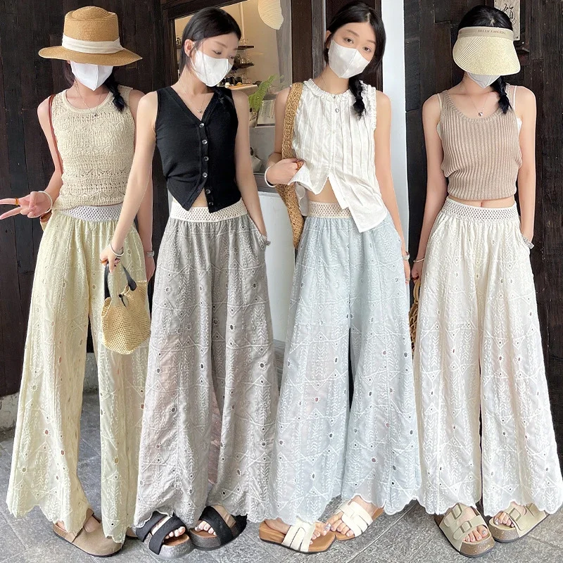 Women's Summer Thin High - End Lace Cropped Pants