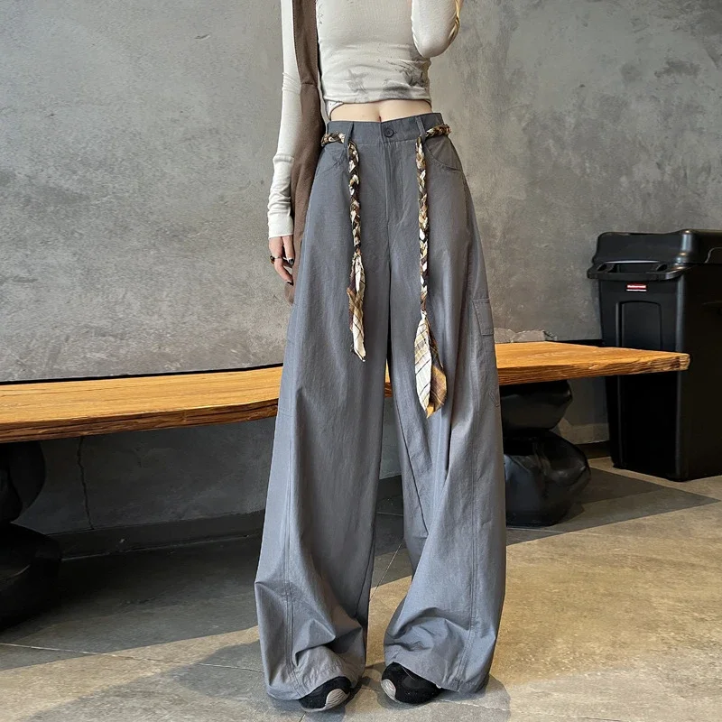 2025 Women's High-Waist Baggy Wide-Leg Cargo Pants