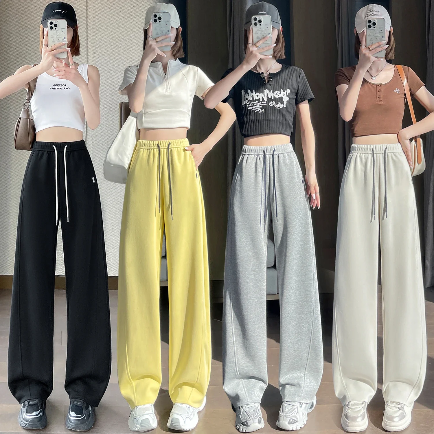 Women's 2025 Fall High-Waist Wide-Leg Pants