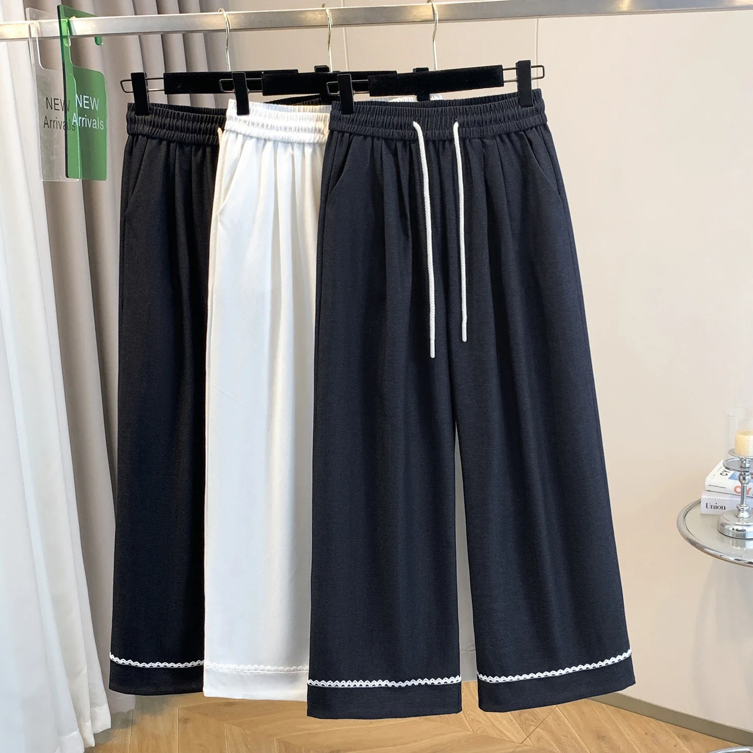 Lace - Trimmed Tencel Denim Wide - Leg Pants
