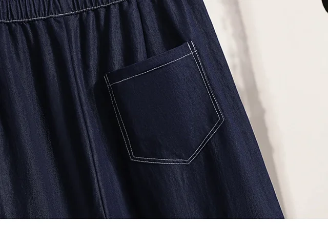 2025 Spring/Fall Lyocell Denim-Look Wide-Leg Pants for Women Detail