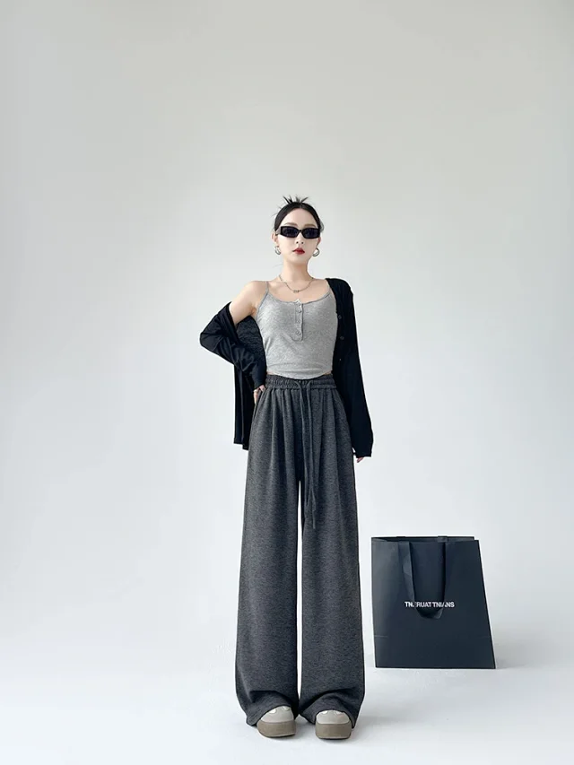 Sheep Cashmere Loose Wide-leg Pants Detail