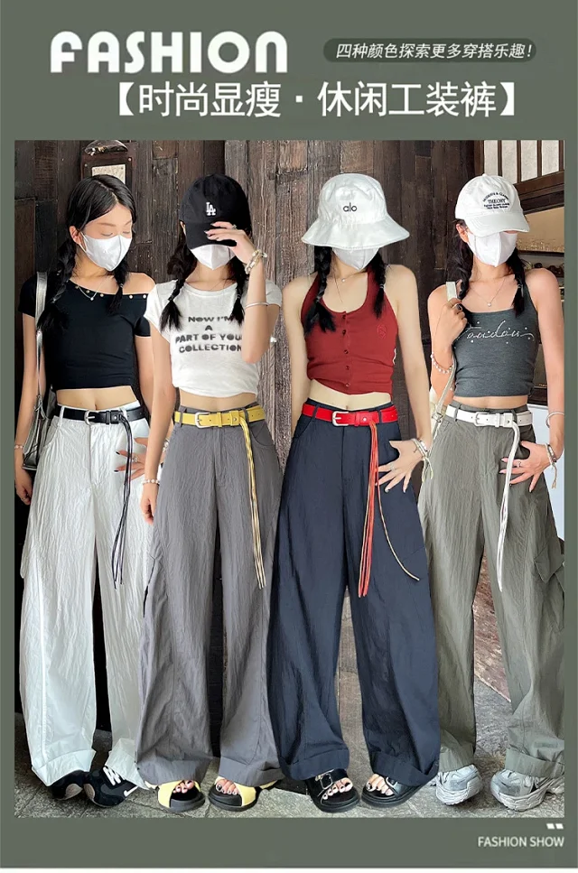 American Style High-Waist Cargo Pants for Women Detail