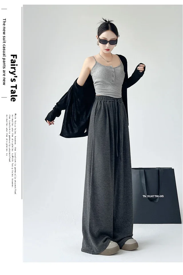 Sheep Cashmere Loose Wide-leg Pants Detail