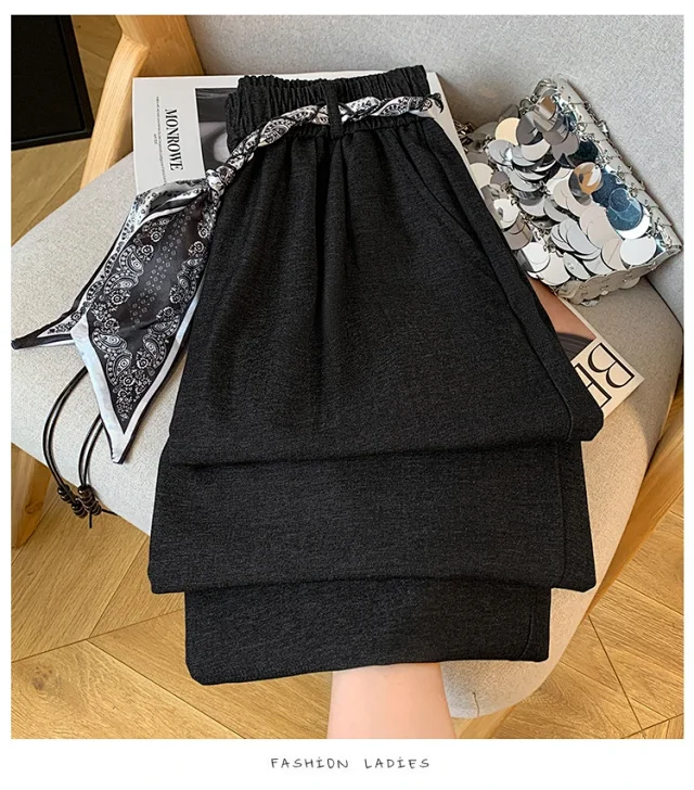 2025 Fall New Loose Scarf Belt Wide-leg Pants Detail