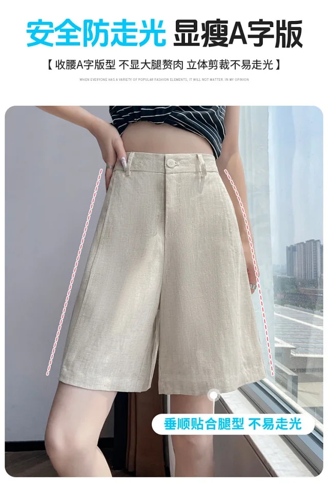 Japanese Retro Linen Suit Shorts for Women Detail
