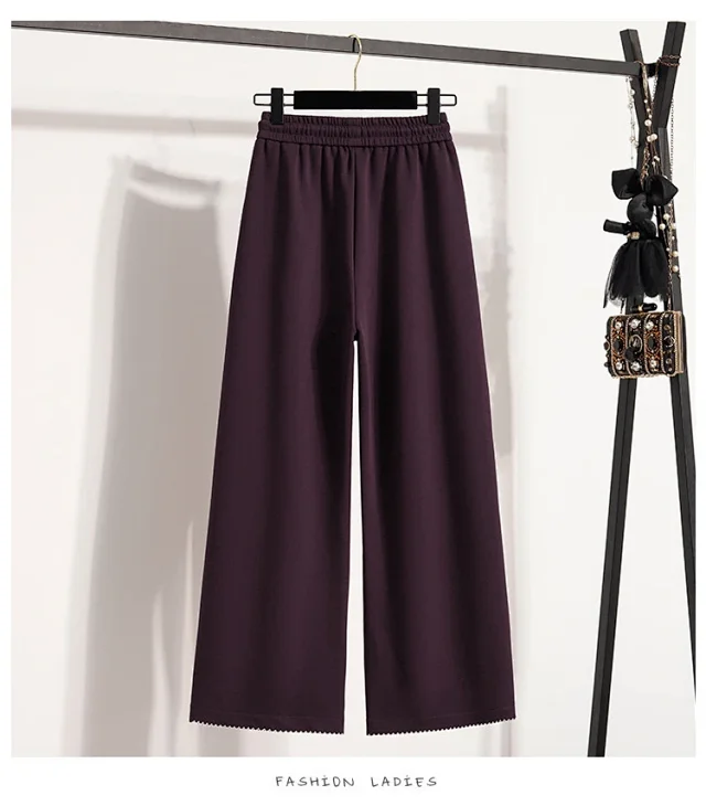 2025 Fall New Women's High - Waist Wide - Leg Sport Pants Detail