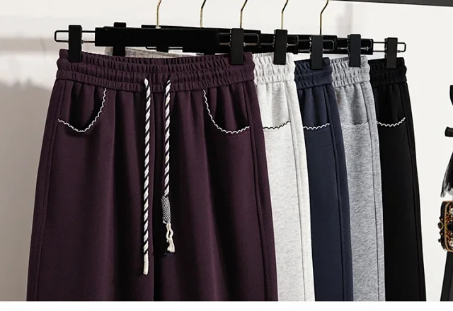 2025 Fall New Women's High - Waist Wide - Leg Sport Pants Detail
