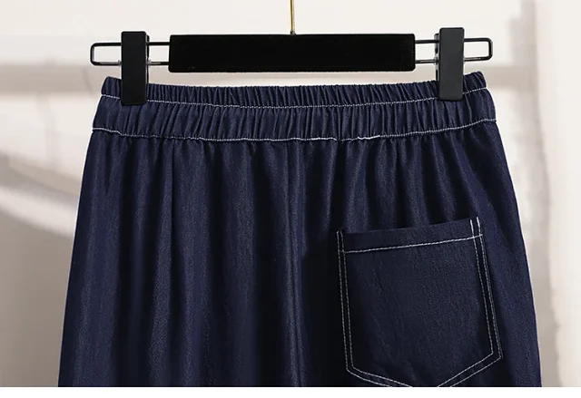 High-waisted Denim Wide Leg Pants Detail