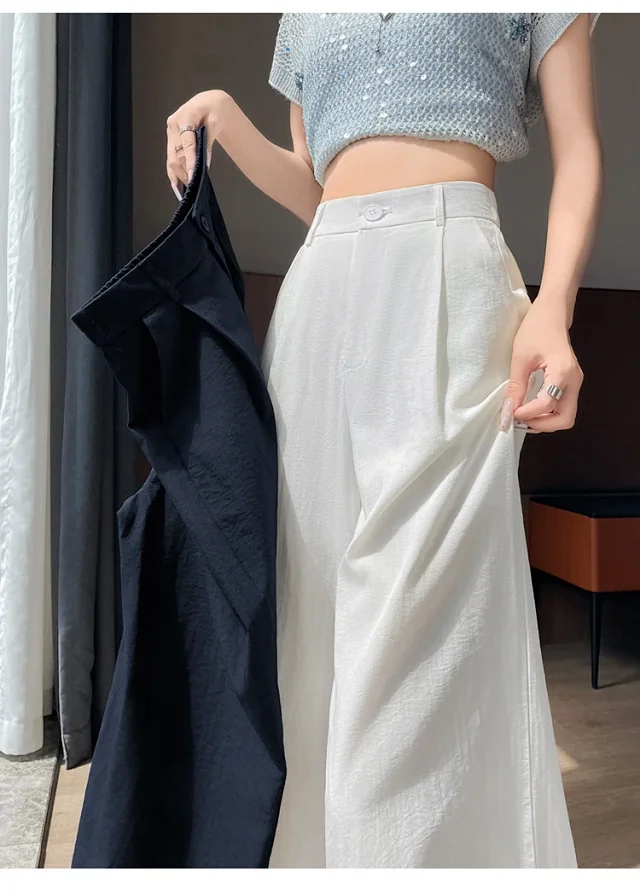Women's Ice Silk Linen Hollow Wide-leg Pants Detail