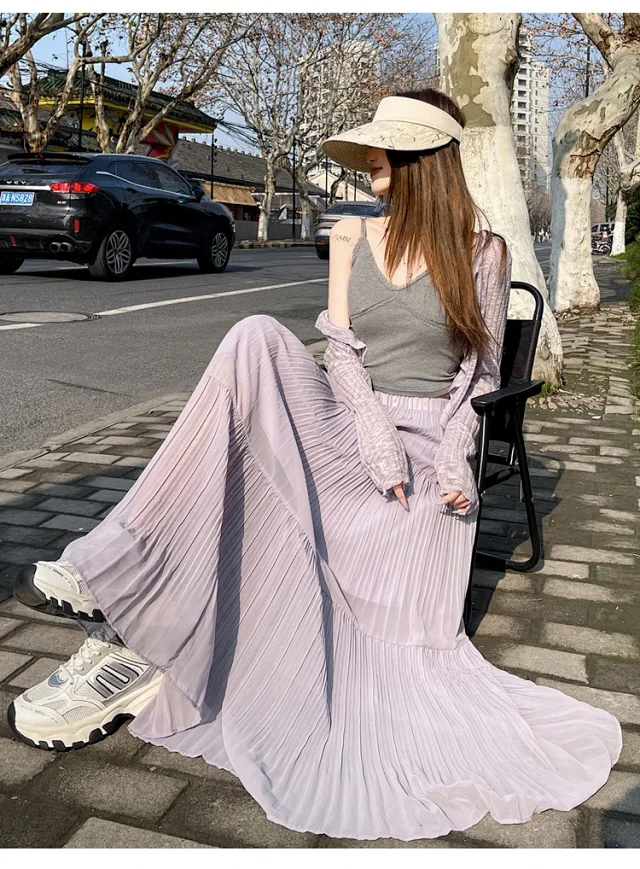 Purple Pleated Midi Skirt 2025 Spring/Summer Detail
