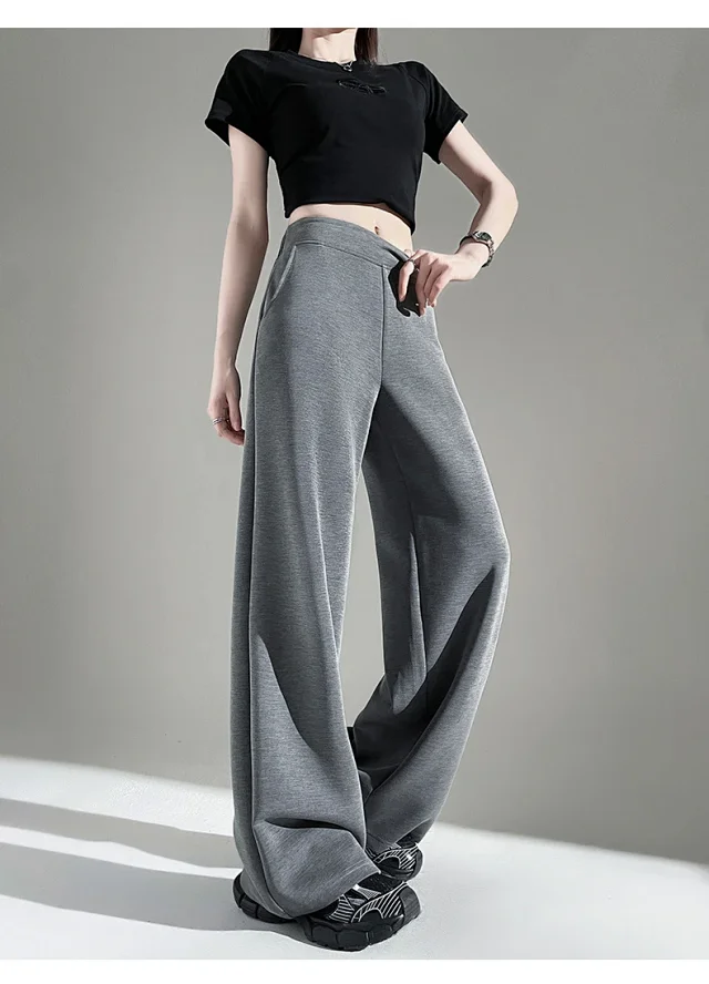 2025 Fall Cuprammonium Modal Air Layer Black Wide - leg Pants Detail