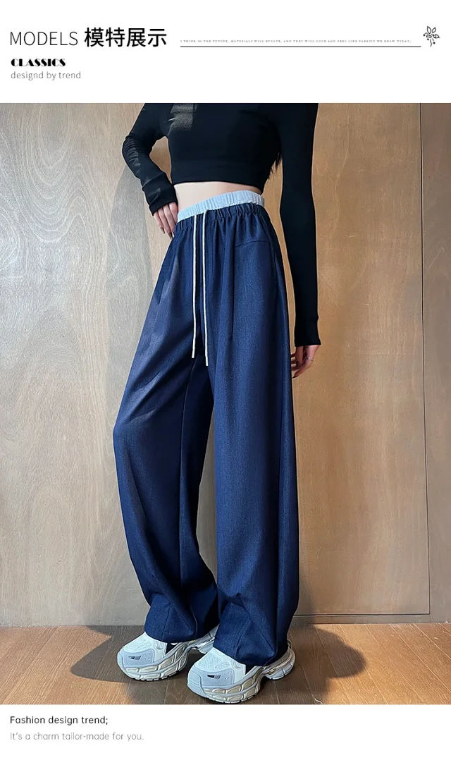 Women's Wide-Leg Jeans with Elastic Waist Detail