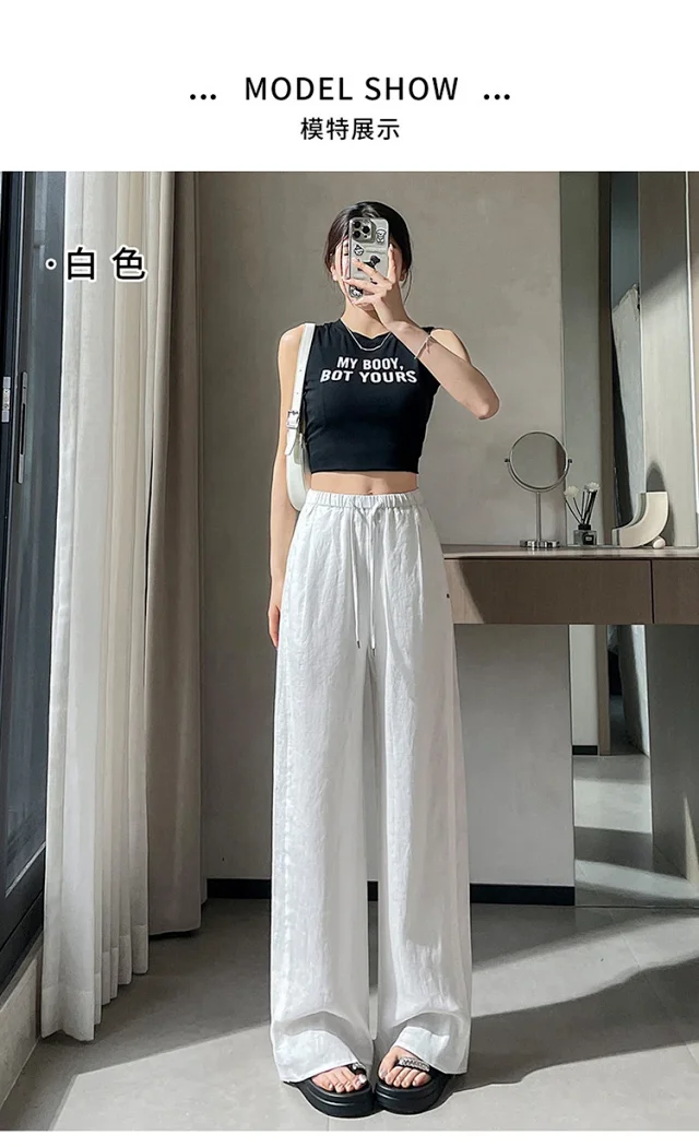Ladies' Lyocell-Linen Wide-Leg Pants Detail