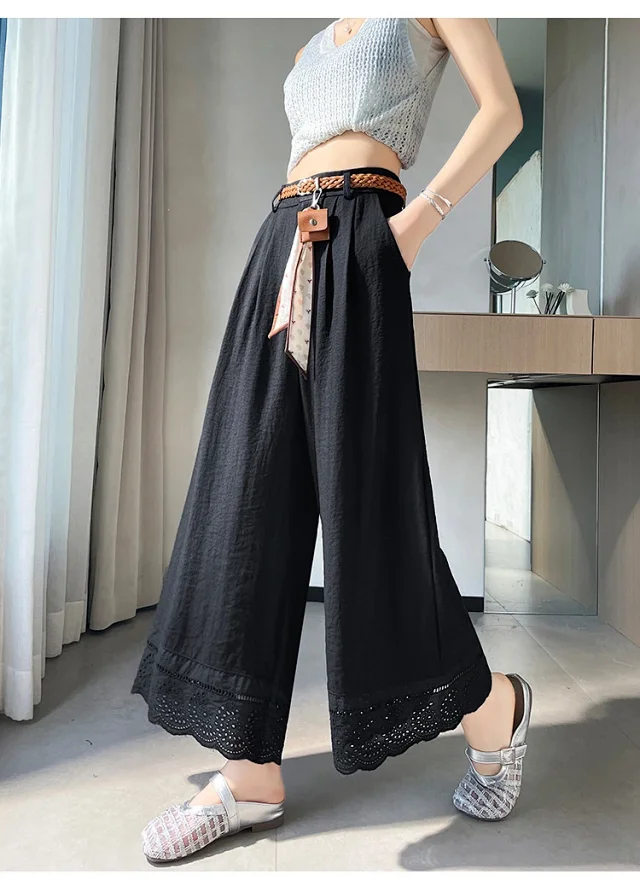 2025 Summer Linen Cropped Trousers Detail