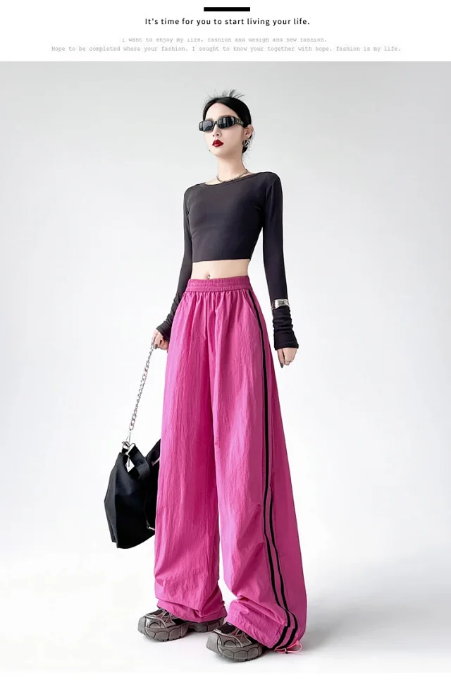 2025 Summer American Striped Cargo Pants for Women Detail