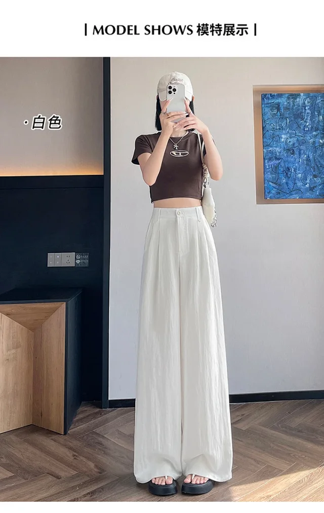 2025 Summer Korean Wide-leg Suit Pants for Women Detail