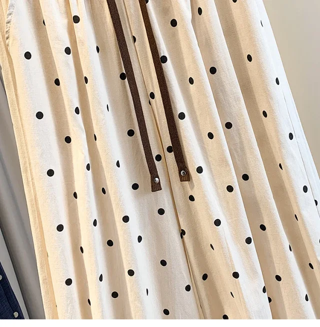 2025 Summer Linen Polka Dot Balloon Pants Detail